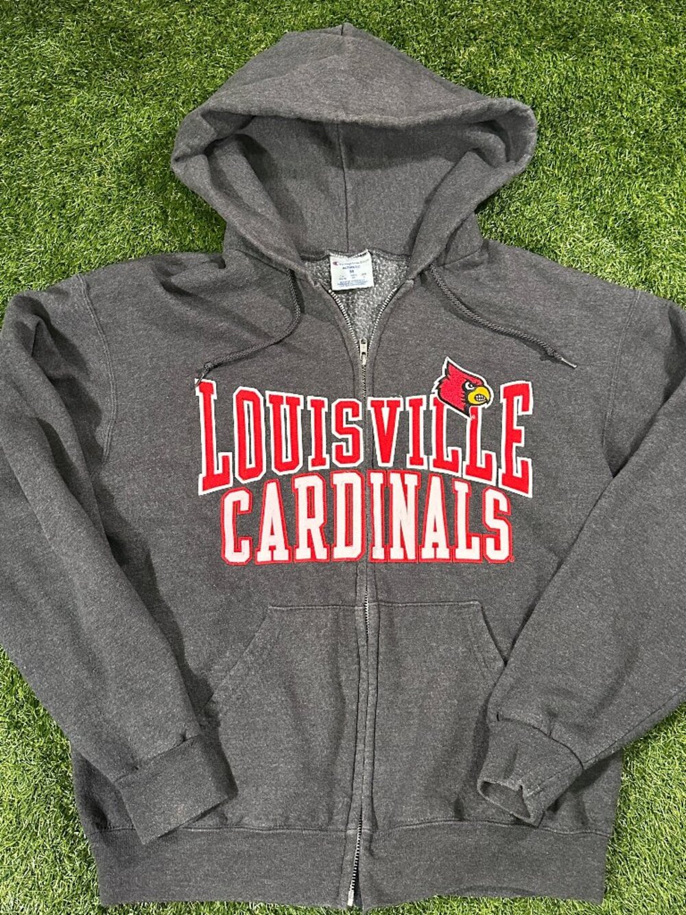Vintage Champion Eco Louisville Cardinals Full Zip Hoodie Gray M Y2K College